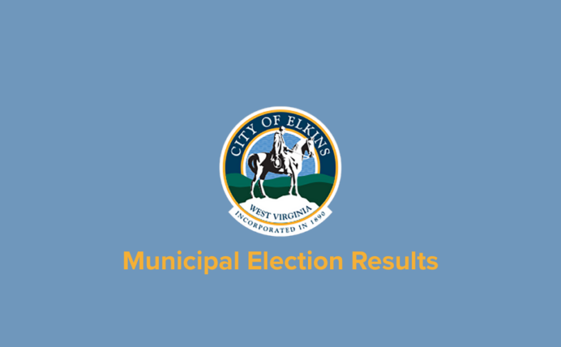 An image announcing municipal election results, June 2025, Elkins, West Virginia.