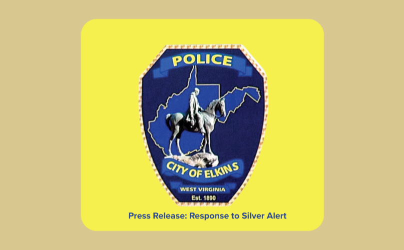 An image of the Elkins Police Department badge announcing a response to a Silver Alert