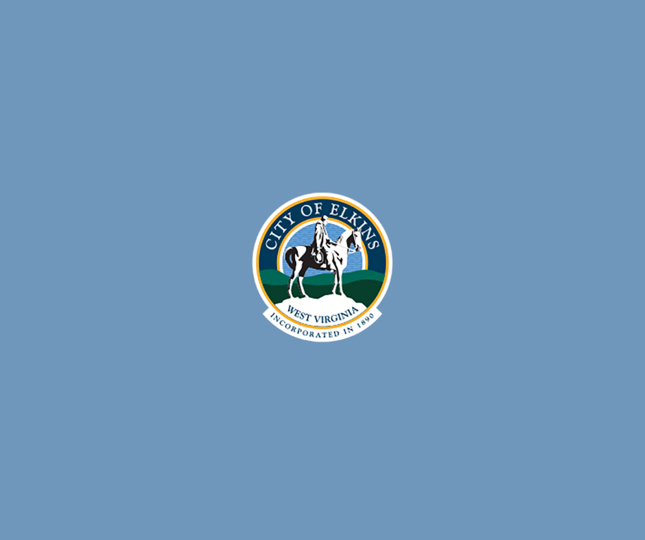 City of Elkins logo with a light blue background.