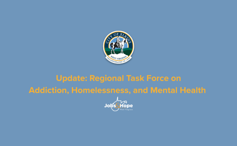 An image with the logos of Jobs & Hope WV and the Regional Task Force focused on taking on addiction - Elkins, WV, August 2025