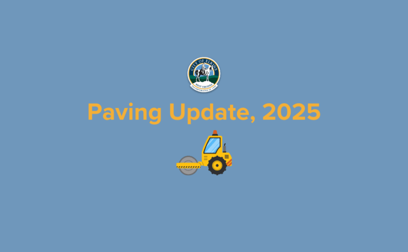 An image announcing paving season in Elkins, WV, for summer 2025