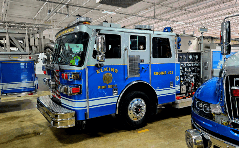 Image of EFD Fire engines in the station garage, Elkins, WV