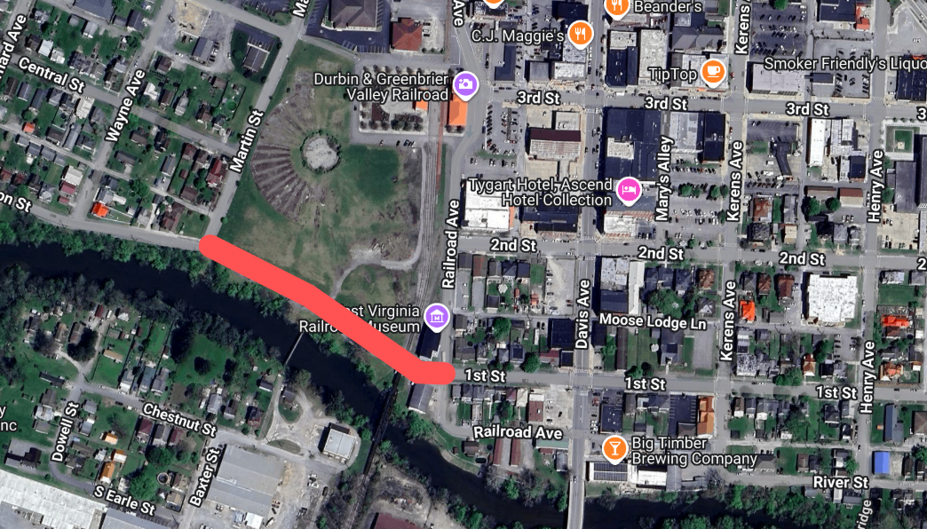 A map showing Wilson Street closed between Railroad Ave. & Martin St., Oct 7-8, 2025.